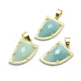 Arany Fazettált Türkiz Amazonit Ásvány Medál 23x14x6mm