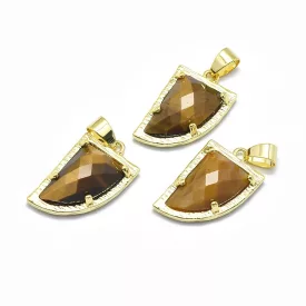 Arany Fazettált Tigrisszem Ásvány Medál 23x14x6mm