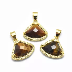 Arany Fazettált Tigrisszem Ásvány Medál 17,5x19x6,5mm