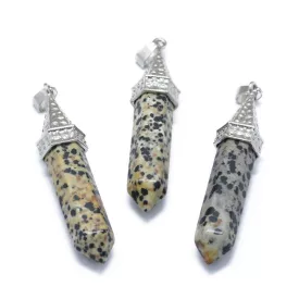   Dalmata Jáspis Ásvány Medál Ezüst Színű Akasztóval 61x14,5x12,5mm