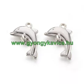   Ezüst Színű Delfin Műanyag Medál Kakötő Nyaklánc 31x32mm