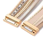 Mágneses Műbőr Design Strrasszos Szív Karkötő