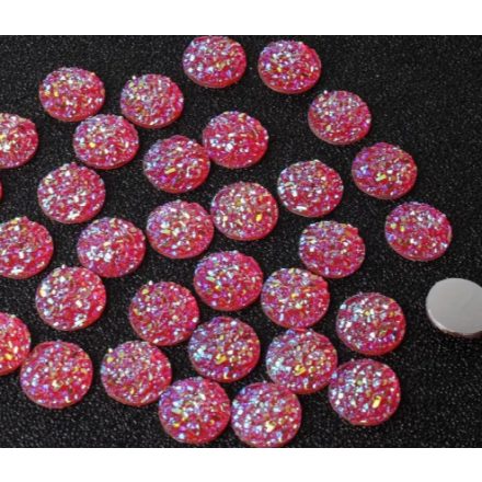 Druzy Műgyanta Szivárványos Pink Rózsaszín Színű (45) Kaboson 10mm