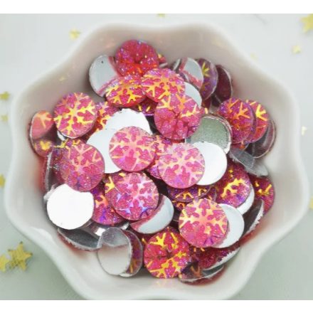 Hópehely Műgyanta Szivárványos Pink Rózsaszín Színű (118) Kaboson 12mm