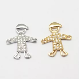   Arany Színű Cirkónia Strasszos Fiú Ember Medál Karkötő Közdarab 18x16mm