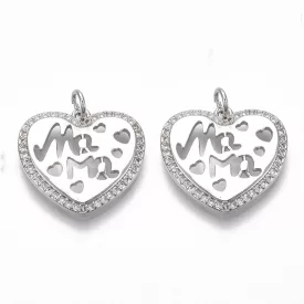   Ezüst Színű Cirkónia Strasszos Anya Mama Szív Medál 19x20mm