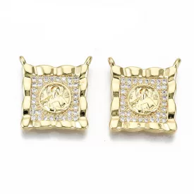   Arany Színű Cirkónia Strasszos Jézus Kocka Medál 16,5x15,5mm