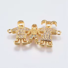   Arany Színű Cirkónia Strasszos Család Apa Anya Gyerek Karkötő Közdarab 15,5x26mm