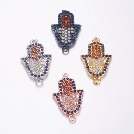 Arany Színű Nazar Ördög Hamsa Gonosz Szeme Cirkónia Strasszos Karkötő Közdarab 19,5x12mm