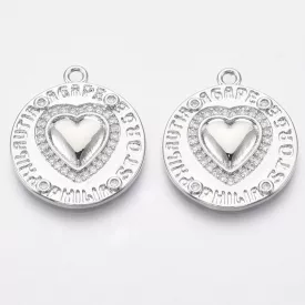 Ezüst Színű Cirkónia Strasszos Szív Medál 23,5x21mm