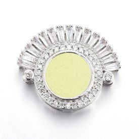   Ezüst Színű Cirkónia Strasszos Műgyanta Druzy Felfűzhető Közdarab Köztes Felvarrható Medál Kitűző 22,5x27,5mm