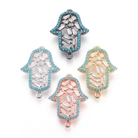   Rózsaarany Színű Nazar Ördög Hamsa Gonosz Szeme Cirkónia Strasszos Karkötő Közdarab 23x16mm