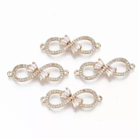   Rózsaarany Színű Végtelen Jel Cirkónia Strasszos Karkötő Közdarab 10x31mm