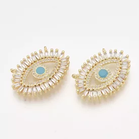   Arany Színű Cirkónia Strasszos Nazar Szeme Medál 19,5x28,5mm