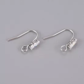 Ezüst Színű Cirkónia Strasszos Fülbevaló Alap 16x13mm