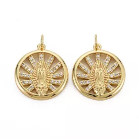   Arany Színű Cirkónia Strasszos Szűz Mária Medál 21,5x19,5mm