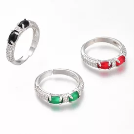   Ezüst Piros Színű Cirkónia Strasszos Gyűrű Újjméret: 17,3mm (Minimálisan Tágítható)