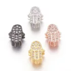 Fekete Színű Cirkónia Strasszos Hamsa Kéz Charm Közdarab Köztes 14x10mm