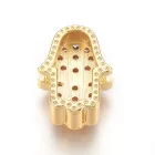 Fekete Színű Cirkónia Strasszos Hamsa Kéz Charm Közdarab Köztes 14x10mm