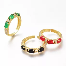   Arany Fekete Színű Cirkónia Strasszos Gyűrű Újjméret: 17,3mm (Minimálisan Tágítható)