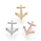 Rózsaarany Színű Cirkónia Strasszos Horgony Felfűzhető Közdarab Köztes Felvarrható Medál Kitűző 14x13x6mm