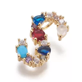   Arany Színű Színes Cirkónia Strasszos S Betű ABC Medál 19,5x11mm