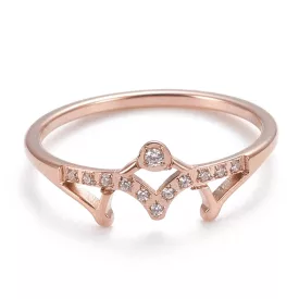   Rózsaarany Színű Cirkónia Strasszos Gyűrű Újjméret: 16,5mm (US 6)