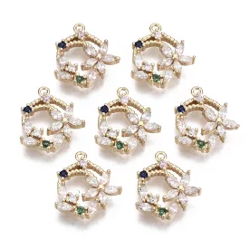 Arany Színű Cirkónia Strasszos Virág Medál 13x12mm