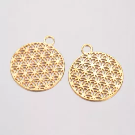 Arany Színű Életvirág Medál Fülbevaló Alap 23,5x20mm
