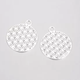 Ezüst Színű Életvirág Medál Fülbevaló Alap 23,5x20mm