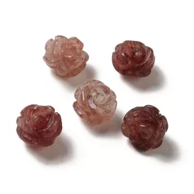   Eperkvarc Rózsa Virág Átfúrt Ásványgyöngy 8,5x10x10,5mm