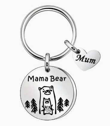 Ezüst Színű Anyamedve Mama Bear Kulcstartó Karika 30x60mm