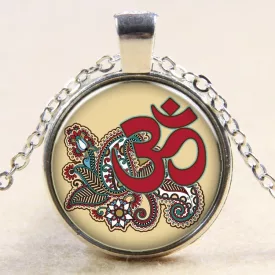 Ezüst Színű Aum Ohm Medál Lánccal (21) Nyaklánc 27,5mm