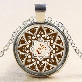 Ezüst Színű Aum Ohm Medál Lánccal (71) Nyaklánc 27,5mm