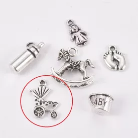 Ezüst Színű Babakocsi Medál 19x12mm