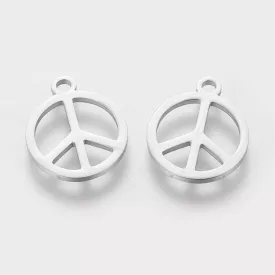 Ezüst Színű Nemesacél Békejel Peace Medál 14x12mm