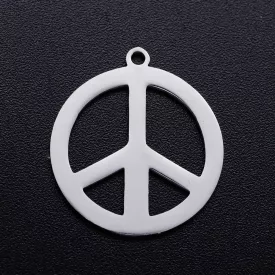 Ezüst Színű Nemesacél Békejel Peace (2) Medál 21x19mm