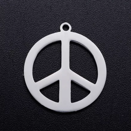 Ezüst Színű Nemesacél Békejel Peace (2) Medál 21x19mm