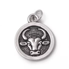 Ezüst Színű Bika Csillagjegy Horoszkóp Medál 18,5x15mm