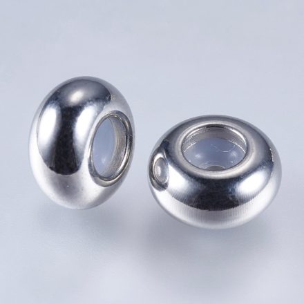 Ezüst Színű (10) Charm Nyaklánc Karkötő Ékszer Dísz Köztes Szilikon Szűkítővel 7x3,5mm
