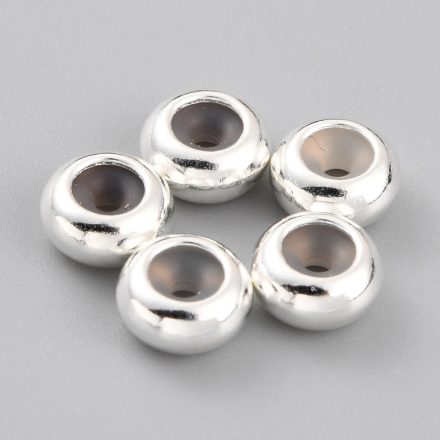 Ezüst Színű (8) Charm Nyaklánc Karkötő Ékszer Dísz Köztes Szilikon Szűkítővel 6x3mm