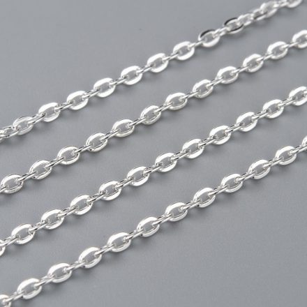 Ezüst Színű (13) Nyaklánc Ékszer Lánc 3x2x0,6mm 1m