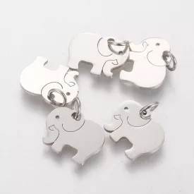 Ezüst Színű Nemesacél Elefánt Medál 11x14mm