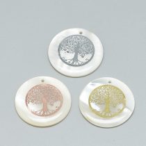   Ezüst Színű Életfa Kagyló Medál Fülbevaló Alap 30x3mm