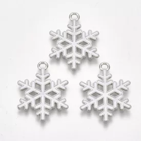 Ezüst Fehér Színű Tűzzománc Hópehely Medál 25x19mm