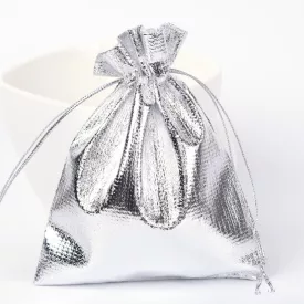 Ezüst Fényes Organza Tüll Díszzacskó Dísztasak 9x7cm