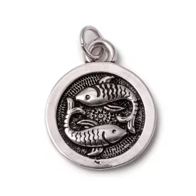 Ezüst Színű Halak Csillagjegy Horoszkóp Medál 18,5x15mm