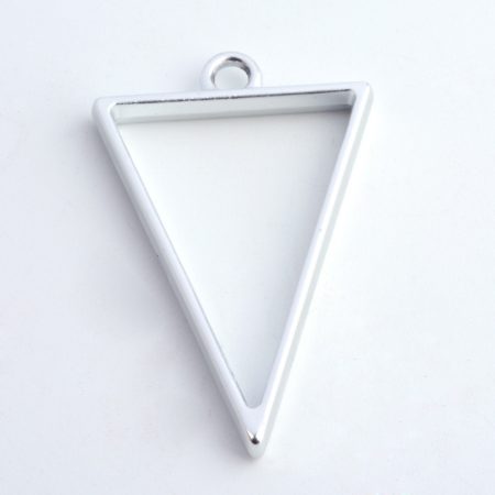 Ezüst Színű Háromszög Medál Epoxy Műgyanta Öntéshez 39x25mm