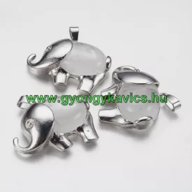 Ezüst Hegyikristály Ásvány Elefánt Medál 30x21mm
