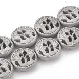 Ezüst Hematit Életfa Ásványgyöngy 12x4,5mm